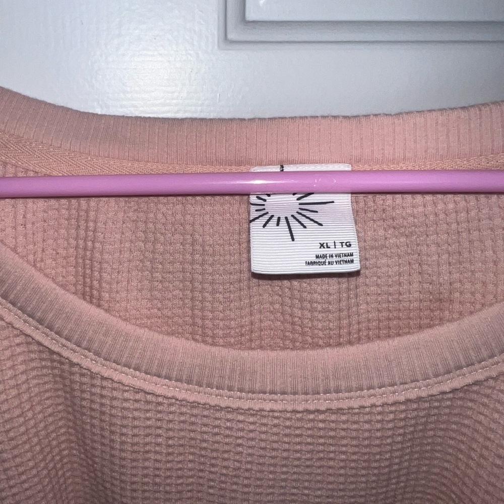 Aerie Pink Waffle Knit Sweatshirt - Picture 3 of 4